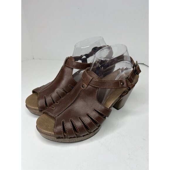 Dansko Womens Brown Frida Wedge Leather Buckle Sandals Size 41 Boho Festival - Picture 1 of 5